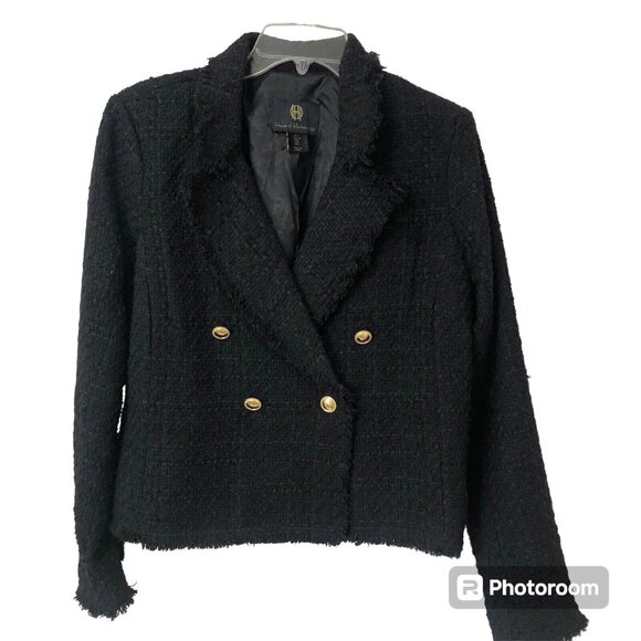 House of Harlow Jackets & Blazers - House of Harlow 1960 Size Large Black Tweed Women’s Blazer Classic Parisian